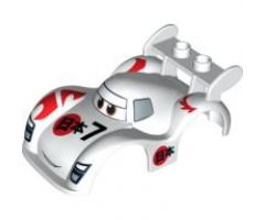 Duplo, Vehicle Car Body 2 Studs on Spoiler Wide Fenders with Cars Shu Todoroki Pattern
