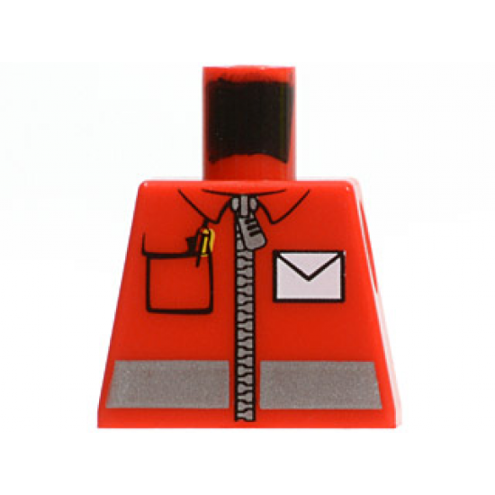 Torso Postal Worker, White Envelope and Zipper Pattern
