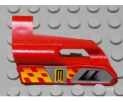 Technic, Panel Fairing #24 Small Short, Small Hole, Side B with Number 3, Air Vents and Orange Checkered Racing Pattern (Sticker) - Set 8650