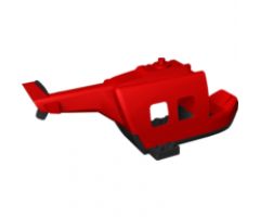 Duplo, Aircraft Helicopter Body Large with Black Base, Black Tail, Yellow Tail Rotor and 'FIRE' Pattern