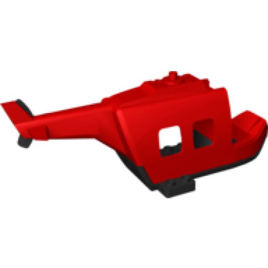 Duplo, Aircraft Helicopter Body Large with Black Base, Black Tail, Yellow Tail Rotor and 'FIRE' Pattern