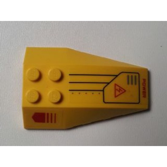 Wedge 6 x 4 Triple Curved with Red Arrow, Electricity Danger Sign and 'POWER' Pattern (Stickers) - Set 7712