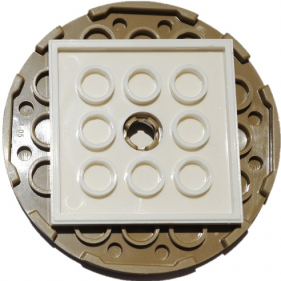 Turntable 6 x 6 x 2/3 Top with White Square Base, Free-Spinning (11213 / 61485)