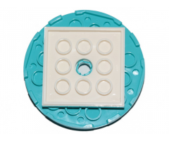 Turntable 6 x 6 x 2/3 Top with White Square Base, Free-Spinning (11213 / 61485)