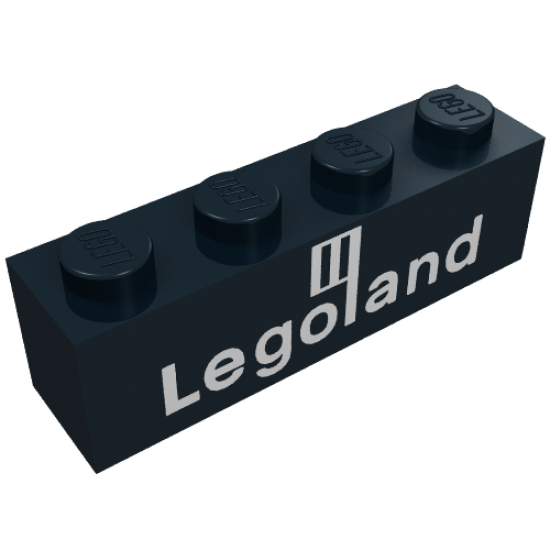 Brick 1 x 4 with White Legoland Logo Pattern