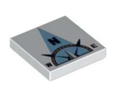 Tile 2 x 2 with Compass North 'N' in Light Blue Pointer Pattern