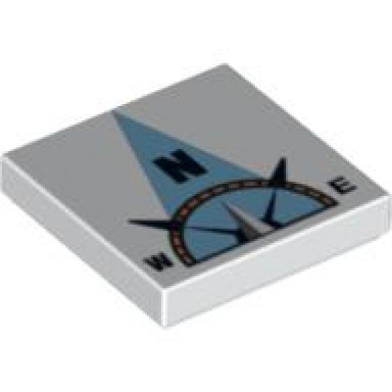 Tile 2 x 2 with Compass North 'N' in Light Blue Pointer Pattern