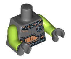 Torso Space Armor with 'SHAMI' and Silver Belt Pattern / Lime Arms / Dark Bluish Gray Hands