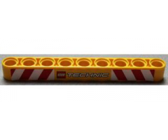Technic, Liftarm 1 x 9 Thick with LEGO TECHNIC Logo and Red and White Danger Stripes Pattern (Sticker) - Set 8292