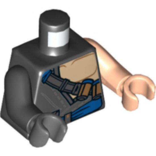 Torso Robe Open Left Chest, Shoulder Belt Pattern / Light Nougat Arm Left / Black Arm Right / Light Nougat Hand Left / Dark Bluish Gray Hand Right