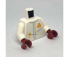 Torso Jumpsuit, Light Bluish Gray Double Line and Wrinkles, Orange and Yellow Honeycomb Logo and Honey Splotch Pattern / White Arms / Dark Red Hands