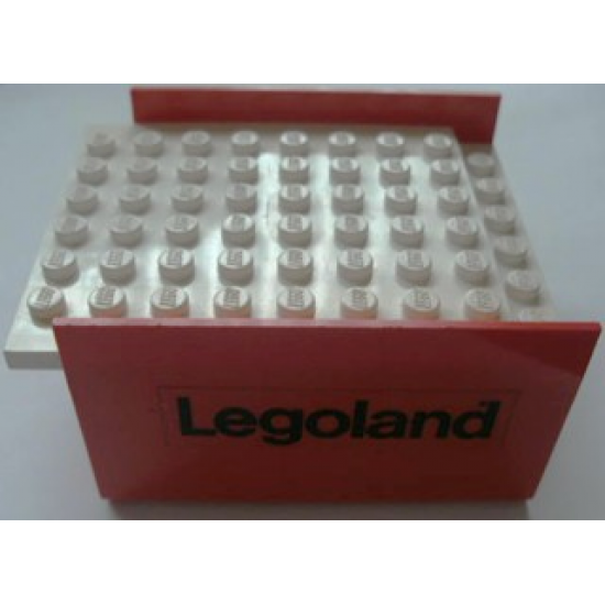 Boat Hull Smooth Middle 8 x 6 x 3 1/3, Deck Color White with 'Legoland' Pattern on Both Sides (Stickers)
