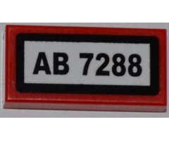 Tile 1 x 2 with 'AB 7288' Pattern (Sticker) - Set 7288