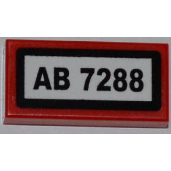 Tile 1 x 2 with 'AB 7288' Pattern (Sticker) - Set 7288