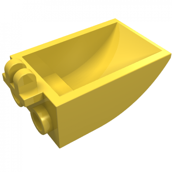 Vehicle Digger Bucket 2 x 3 Curved Bottom, Hollow, with 2 Fingers Hinge
