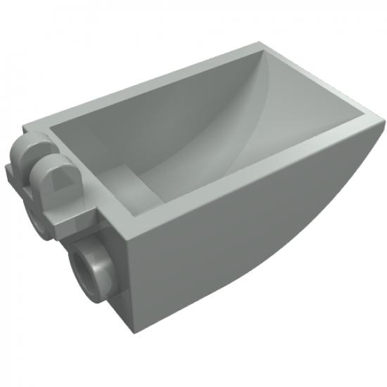 Vehicle Digger Bucket 2 x 3 Curved Bottom, Hollow, with 2 Fingers Hinge