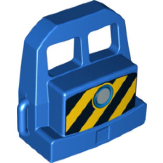 Duplo, Train Locomotive Front with Silver Headlight and Diagonal Stripes Pattern