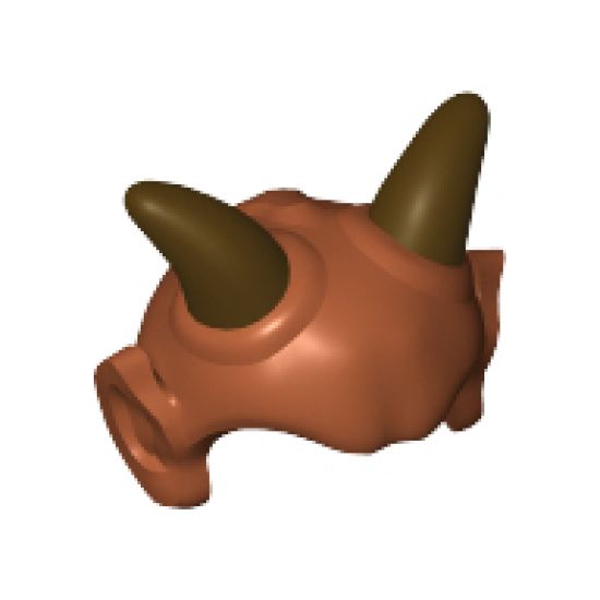 Minifigure, Headgear Head Top, SW Devaronian Skull Top with Black Horns Pattern (Labria, Kardue'sai'Malloc)