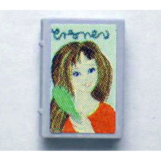 Minifigure, Utensil Book 2 x 3 with Girl and Hairbrush Pattern (Stickers) - Sets 3114 / 3211 / 3242