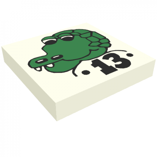 Tile 2 x 2 with Fabuland Crocodile Pattern