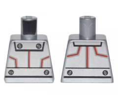 Torso Silver Robot Panels with Red Lines and Black Rivets Pattern