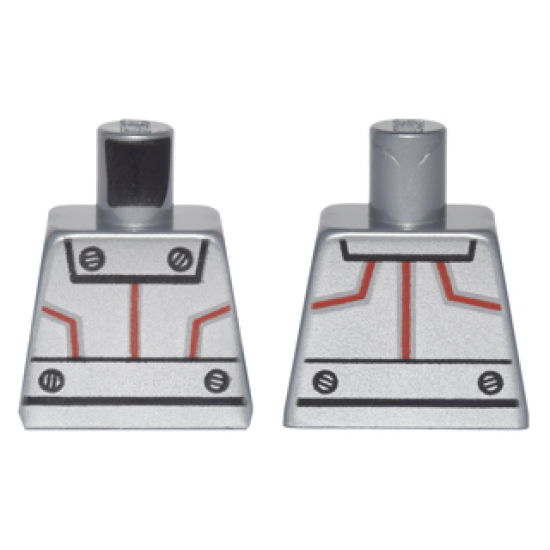 Torso Silver Robot Panels with Red Lines and Black Rivets Pattern