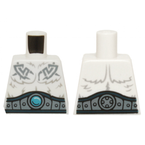 Torso Fur with Dark Blue and Sand Blue Belt, Sand Blue Tribal Lines and Dark Azure Round Jewel (Chi) Pattern