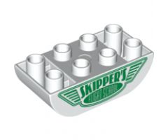 Duplo, Brick 2 x 4 Curved Bottom with Skipper's Flight School Logo Pattern