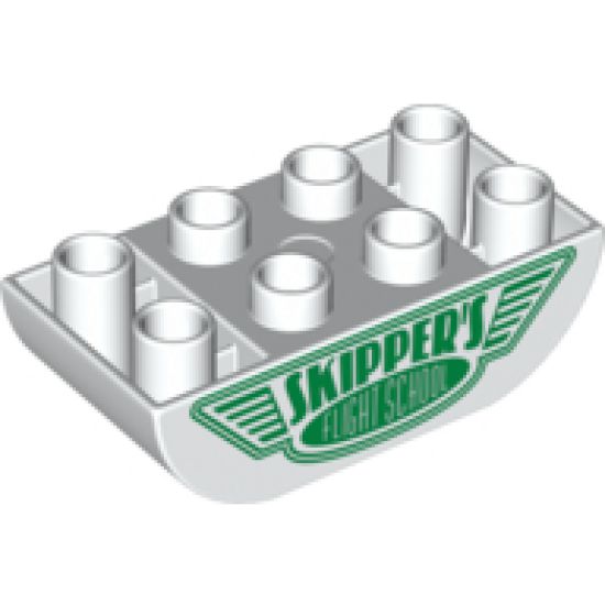Duplo, Brick 2 x 4 Curved Bottom with Skipper's Flight School Logo Pattern