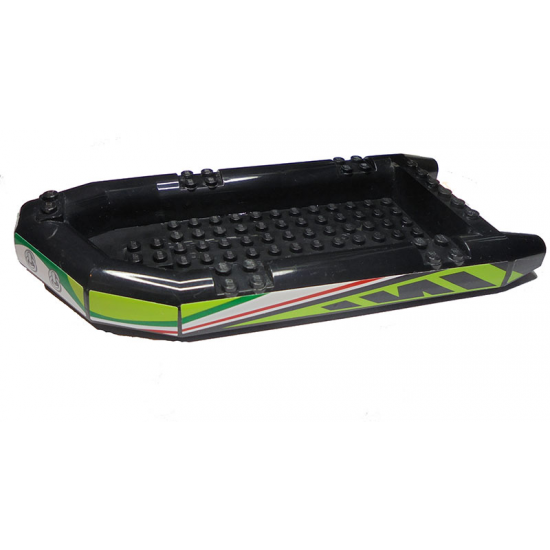 Boat Rubber Raft, Large with Green, White and Lime Stripes Pattern on Both Sides (Stickers) - Set 8899