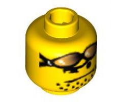 Minifigure, Head Glasses with Orange Sunglasses on Forehead, Stubble Pattern - Blocked Open Stud