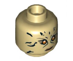 Minifigure, Head Dual Sided Female, Animal Print Black Spots, Orange Eyes, Dark Tan Eyebrows, Medium Nougat Lips, Smirk / Fierce Pattern - Hollow Stud