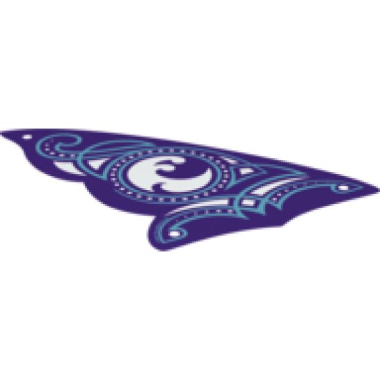 Cloth Sail Triangular 16 x 23 with 3 Holes with Dark Purple and Medium Azure Ornaments and Water Power Icon Pattern