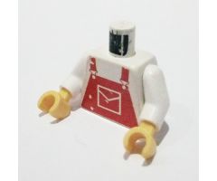 Torso Overalls Red Pattern (Dungarees) / White Arms / Yellow Hands