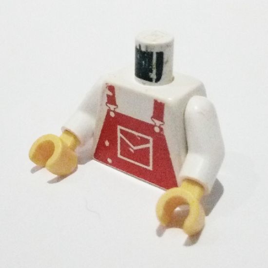 Torso Overalls Red Pattern (Dungarees) / White Arms / Yellow Hands
