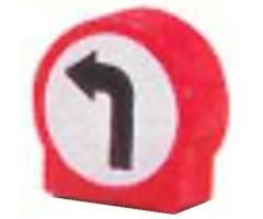 Duplo, Brick 1 x 3 x 2 Round Top Road Sign with Left Turning Arrow Pattern