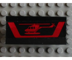 Vehicle Spoiler / Plow Blade 6 x 3 with Hinge with Red Helicopter and Stripe Pattern (Sticker) - Set 5590