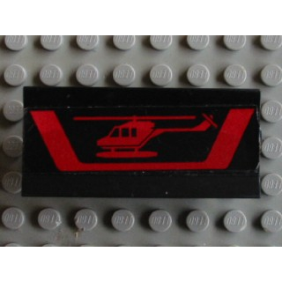 Vehicle Spoiler / Plow Blade 6 x 3 with Hinge with Red Helicopter and Stripe Pattern (Sticker) - Set 5590