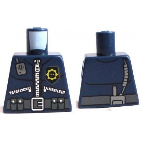 Torso Police 3 Zippers, Minifigure Head Badge, Radio and Belt with Pockets Pattern