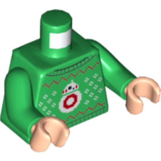 Torso SW Sweater with Knitted BB-8 and Red Zig-Zag Edge Pattern / Green Arms / Light Nougat Hands