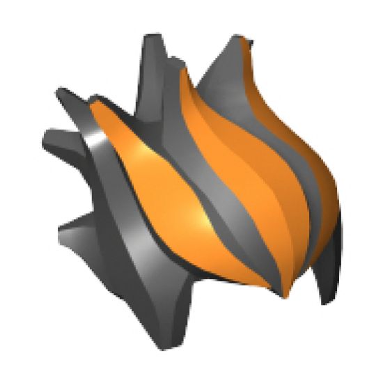 Minifigure, Hair Spiked Top with Orange Streaks Pattern