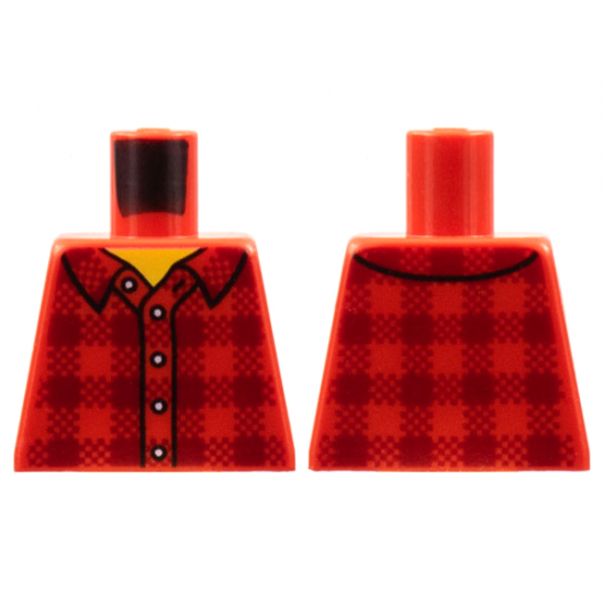 Torso Plaid Flannel Shirt with Collar and 5 Buttons Pattern