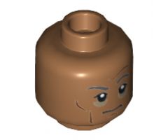 Minifigure, Head Dark Gray Eyebrows, Cheeks, Forehead and Chin Lines, Shadows Under Eyes Pattern (SW First Order Officer) - Hollow Stud