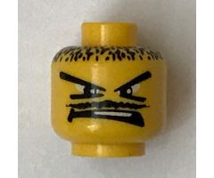 Minifigure, Head Moustache Thin, V Brow Eyes Pattern - Blocked Open Stud