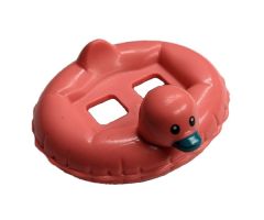 Minifigure, Utensil Swim Ring / Floatie Duck Inflatable with Black Eyes and Dark Turquoise Bill Pattern (BAM)