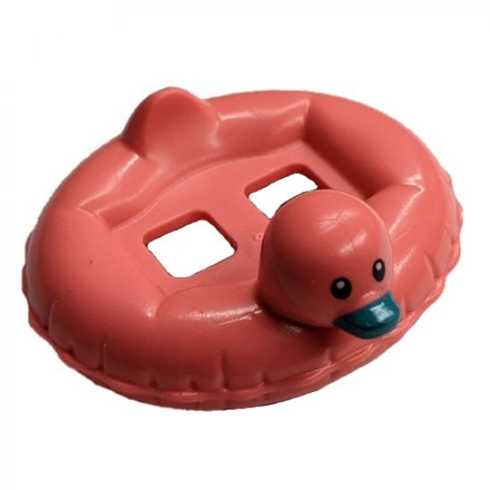 Minifigure, Utensil Swim Ring / Floatie Duck Inflatable with Black Eyes and Dark Turquoise Bill Pattern (BAM)