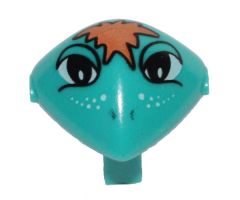 Minifigure, Head, Modified Martian with Clip, Orange Hair and Freckles Pattern