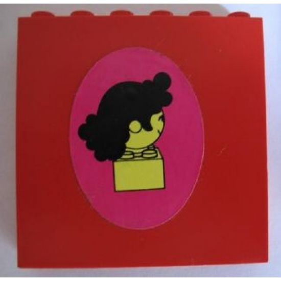 Brick 1 x 6 x 5 with Maxifigure Head Coiffure, Facing Right Pattern (Sticker) - Set 230-1