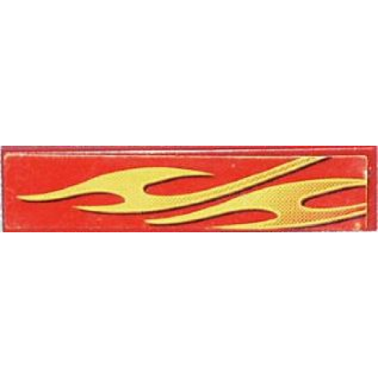 Tile 1 x 4 with Yellow Flames Pattern Model Back Right (Sticker) - Set 8667