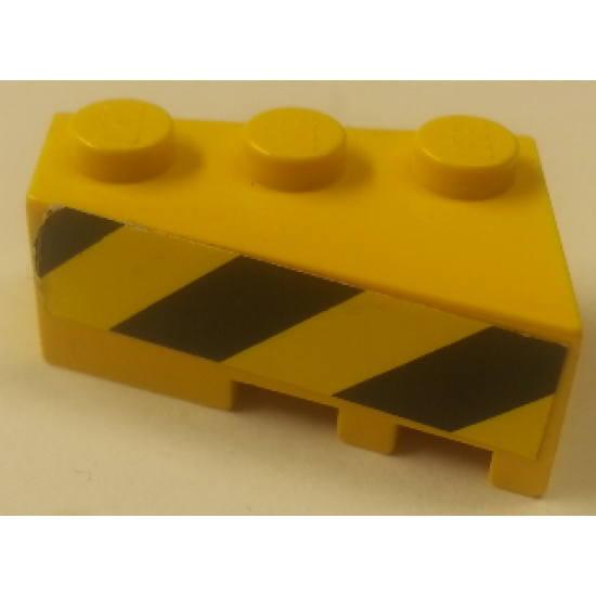 Wedge 3 x 2 Left with Black and Yellow Danger Stripes Pattern (Sticker) - Sets 8431 / 8438 / 8460